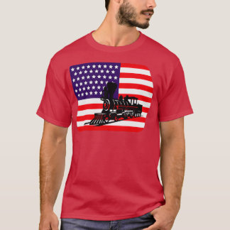 Railroad Train de Amerikaanse vlag T-shirt