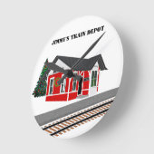Railroad Train Depot kerstmodel Room Clock Ronde Klok (Hoek)
