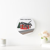 Railroad Train Depot kerstmodel Room Clock Ronde Klok (Huis)