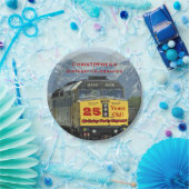 Railroad Train Engine, 25e verjaardag, naam, leeft Papieren Bordje (Feest)