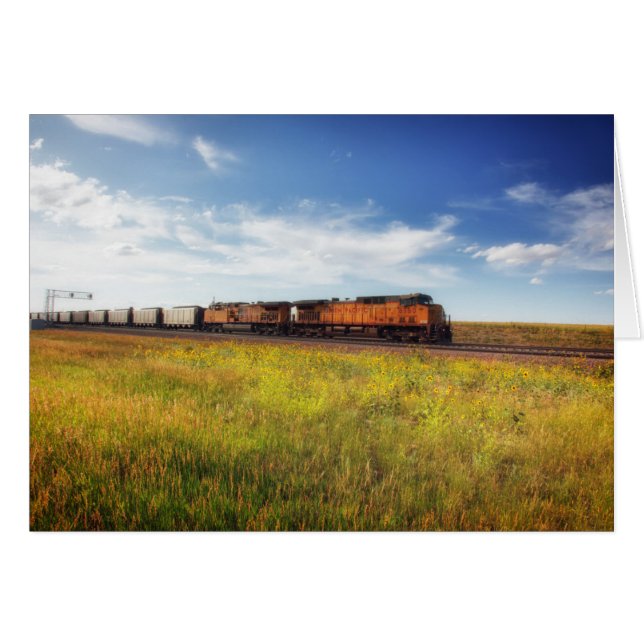 Railroad Train Montana Platteland Foto opmerking (Voorkant Horizontaal)
