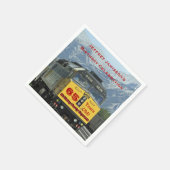 Railroad Train Yellow Engine, naam, Birthday Paper Servet (Hoek)