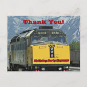 Railroad trein gele motor dank u verjaardag briefkaart (Voorkant)