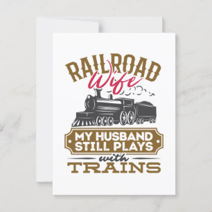 Railroad Wife Mijn man speelt nog steeds met trein Briefkaart