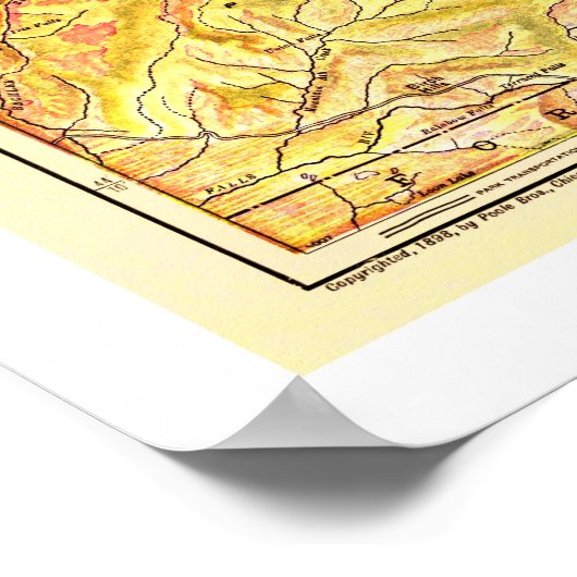 Railroad Yellowstone Map 1903 Poster (Hoek)