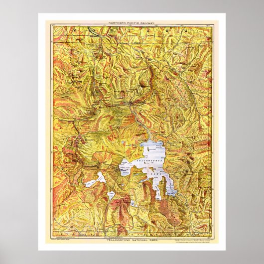 Railroad Yellowstone Map 1903 Poster (Voorkant)