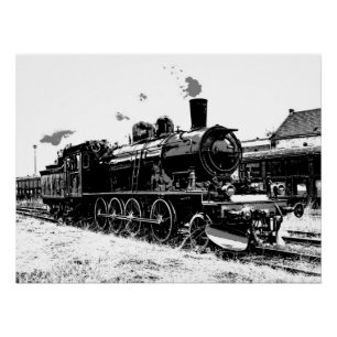 Rails rennen — stoomtrein perfect poster