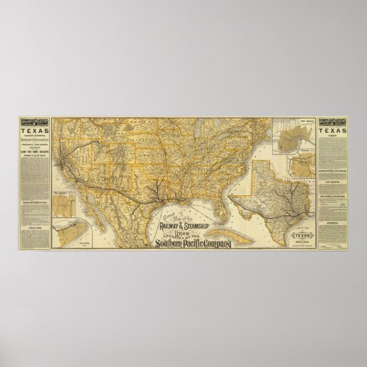 Railway, steamship lines Southern Pacific Company Poster (Voorkant)