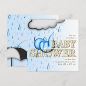 Rain Babies Shower Invite - Square Card Kaart (Voorkant / Achterkant)