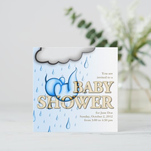 Rain Babies Shower Invite - Square Card Kaart (Staand voorkant)