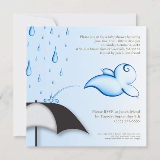 Rain Babies Shower Invite - Square Card Kaart (Achterkant)