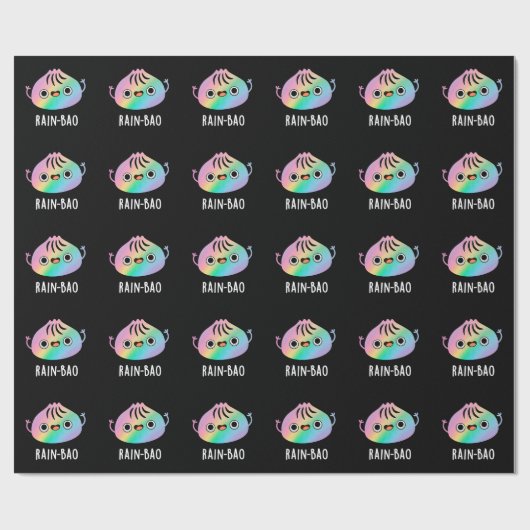 Rain-bao Funny Rainbow Dimsum Bao Pun Dark BG Cadeaupapier (Vlak)