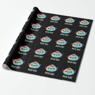 Rain-bao Funny Rainbow Dimsum Bao Pun Dark BG Cadeaupapier