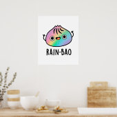 Rain-bao Funny Rainbow Dimsum Bao Pun Poster (Keuken)
