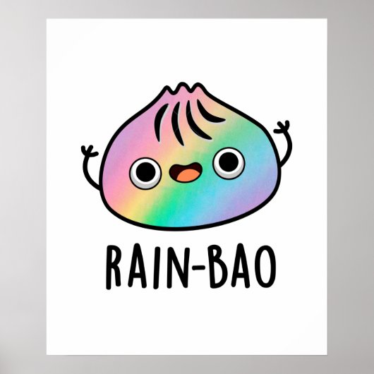 Rain-bao Funny Rainbow Dimsum Bao Pun Poster (Voorkant)