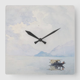 Rain Bellagio Burr Fine Art Waterverf Seascape Vierkante Klok