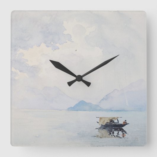 Rain Bellagio Burr Fine Art Waterverf Seascape Vierkante Klok (Voorkant)