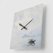 Rain Bellagio Burr Fine Art Waterverf Seascape Vierkante Klok (Hoek)