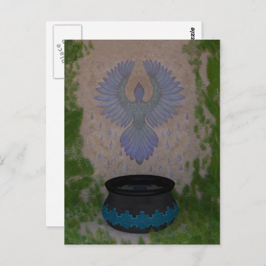 Rain Bird Mixed Media Art Briefkaart (Voorkant / Achterkant)