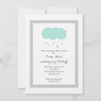 Rain Cloud Baby shower Invitation Kaart