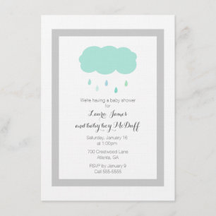 Rain Cloud Baby shower Invitation Kaart