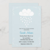 Rain Cloud Baby shower Invitation Pastel Blue Kaart (Voorkant / Achterkant)