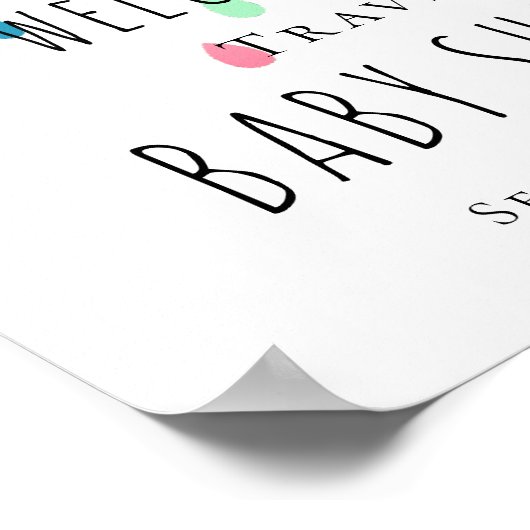 Rain Cloud Baby Sprinkle Welkomstbord Poster (Hoek)