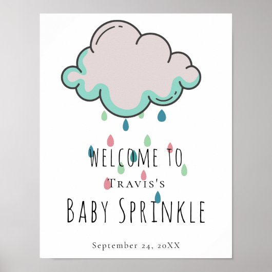 Rain Cloud Baby Sprinkle Welkomstbord Poster (Voorkant)