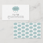 Rain Cloud Blue Baby shower Diaper Raffle Enclosur Informatiekaartje (Voorkant / Achterkant)
