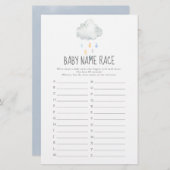 Rain Cloud Boy Baby shower Baby Naam Race Game (Voorkant / Achterkant)