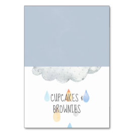 Rain Cloud Boy Baby shower Buffet Food Labels Kaart