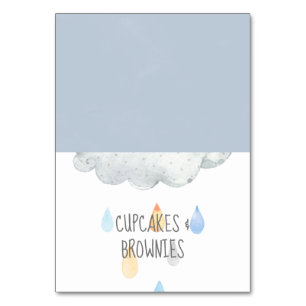 Rain Cloud Boy Baby shower Buffet Food Labels Kaart