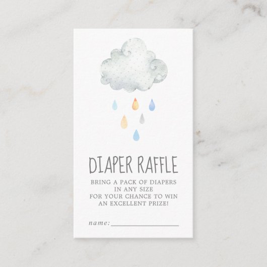 Rain Cloud Boy Baby shower Diaper Raffle Informatiekaartje (Voorkant)