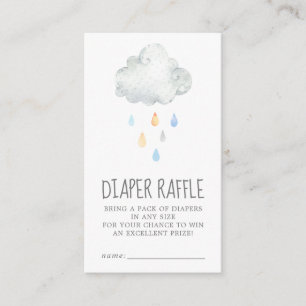 Rain Cloud Boy Baby shower Diaper Raffle Informatiekaartje