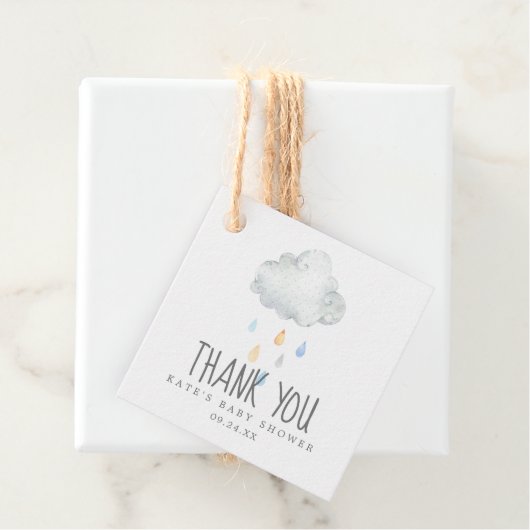 Rain Cloud Boy Baby shower Hartelijk dank Bedankjes Labels (In situ)