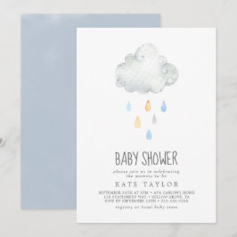 Rain Cloud Boy Baby shower Kaart