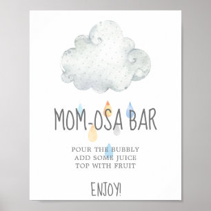 Rain Cloud Boy Baby shower Mam-osa Bar Sign Poster