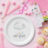 Rain Cloud Boy Baby shower Papieren Bordje (Feest)