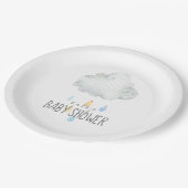 Rain Cloud Boy Baby shower Papieren Bordje (Gekanteld)