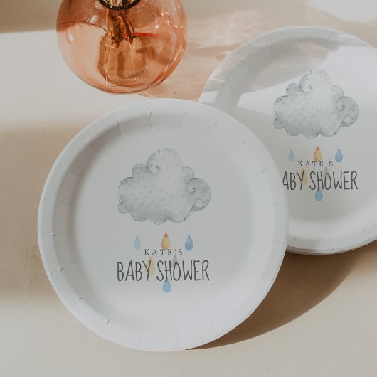 Rain Cloud Boy Baby shower Papieren Bordje
