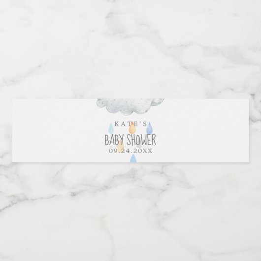 Rain Cloud Boy Baby shower Water Flacon Label Waterfles Etiket (Enkel label)