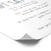 Rain Cloud Boy Zeg geen Baby Game Sign Poster (Hoek)