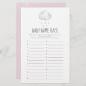 Rain Cloud Girl Baby shower Baby Naam Race Game (Voorkant / Achterkant)