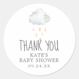 Rain Cloud Girl Baby shower Hartelijk dank Ronde Sticker