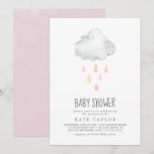 Rain Cloud Girl Baby shower Kaart (Voorkant / Achterkant)