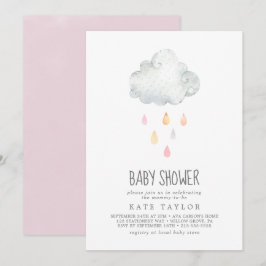 Rain Cloud Girl Baby shower Kaart