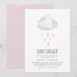 Rain Cloud Girl Baby shower Kaart