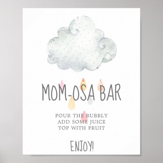 Rain Cloud Girl Baby shower Mam-osa Bar Sign Poster (Voorkant)