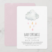 Rain Cloud Girl Baby Sprinkle Uitnodiging (Voorkant / Achterkant)