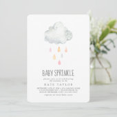 Rain Cloud Girl Baby Sprinkle Uitnodiging (Staand voorkant)